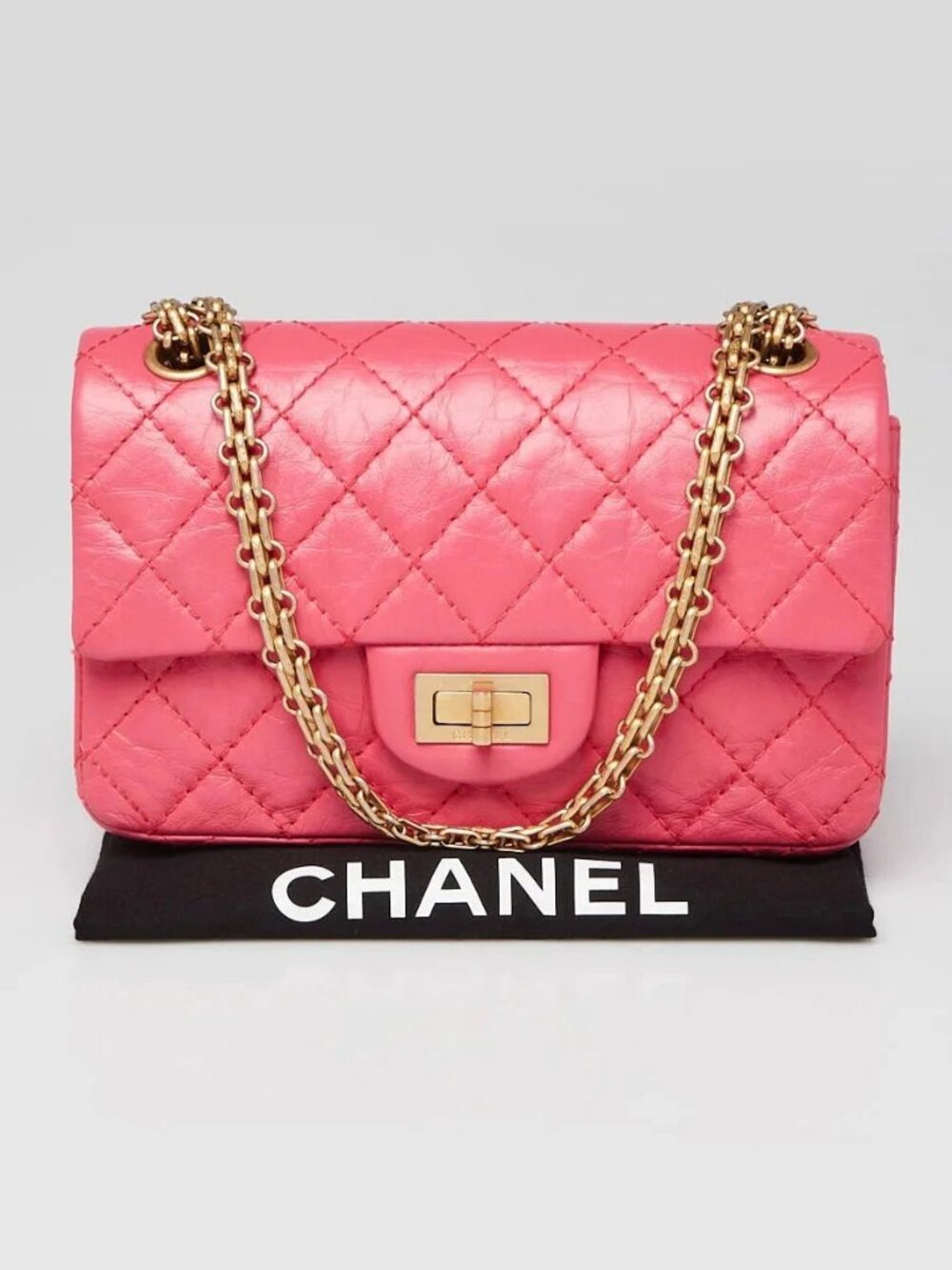 Chanel Pink Quilted Calfskin Leather 2.55 Reissue Mini Flap Bag